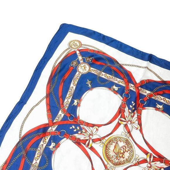 2/$30 NEW Cream Red Blue Nautical Antique Gold Baroque Printed Fashion Scarf - Picture 4 of 9